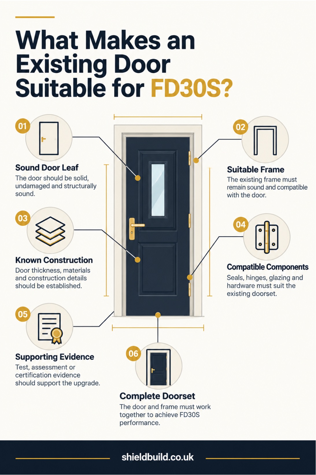 What makes an existing door suitable for fd30s