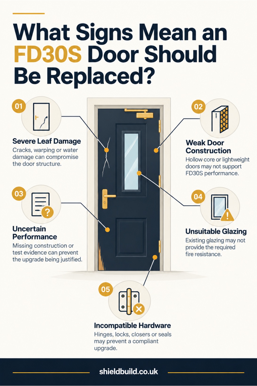 What signs mean an fd30s door should be replaced
